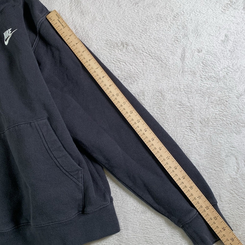 Nike Hoodie Sweatshirt Mens Medium Black Relaxed Fleece Swoosh Kangaroo Pocket - Picture 9 of 10